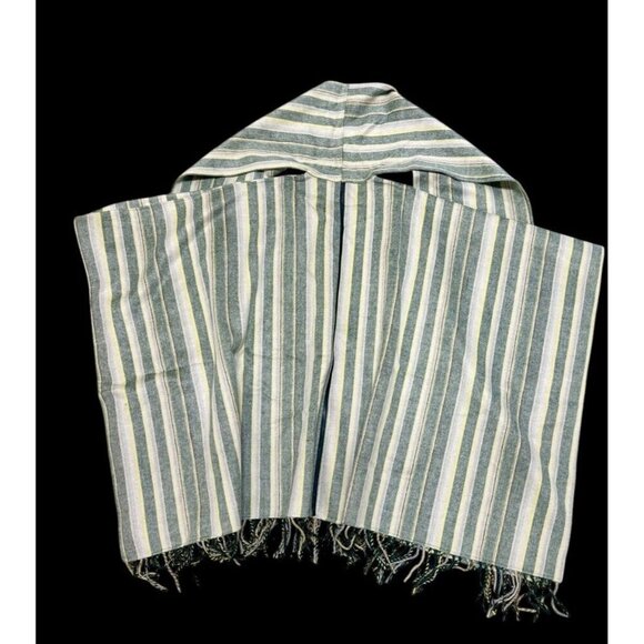 Jonathan Simkhai Sz S Poncho Cypress Green Stripe Scarf Coat Cape Luxury Western - Picture 3 of 7